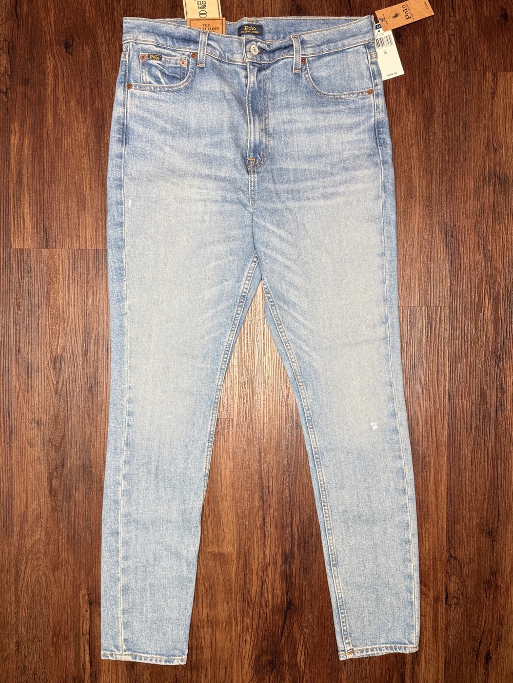 Polo Ralph Lauren High Rise Skinny Jeans 30R Light Wash Distressed NWT